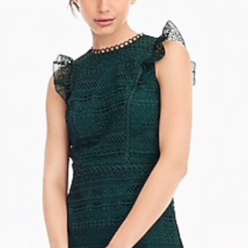 Spruce Evergreen Lace Ruffle Dress J. Crew Sz 14